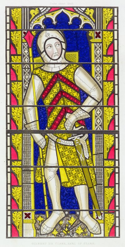 Gilbert de Clare, 3rd Earl of Gloucester, after a stained glass window of c.1340 in Tewkesbury Abbey Church by Henry Shaw